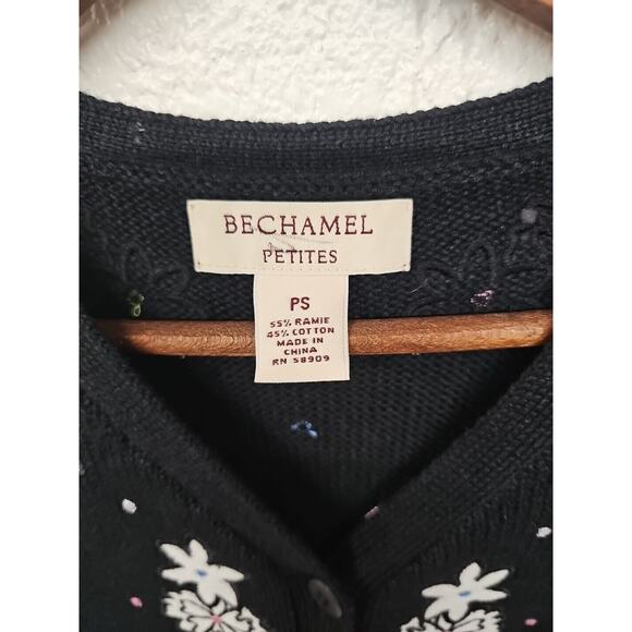 Bechamel VTG Pastel Polka Dot Embroidered Cardigan PS Grannycore Button Front - Picture 3 of 7